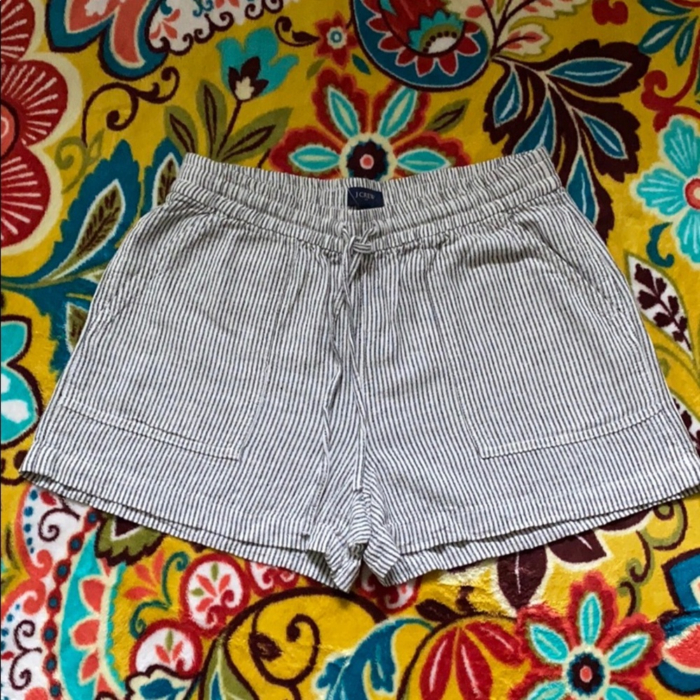 NWOT J.Crew striped linen drawstring shorts XS